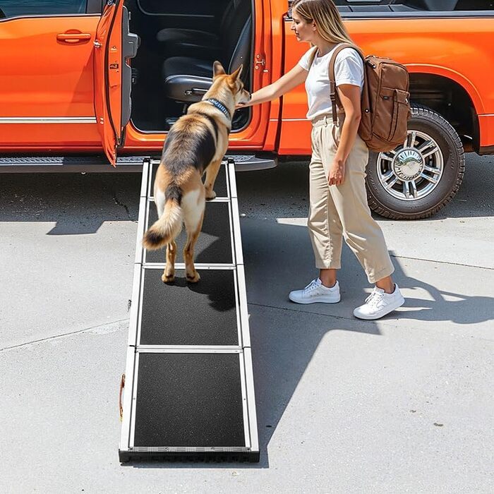 Рампа для собак у автомобіль (150 кг), розкладна, L 180 см, B 43 см, кут нахилу 90°, для великих собак, SUV, вантажівки