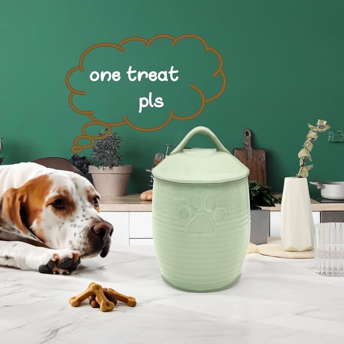 Контейнер для собачих ласощів NIXBYO, зелений, кераміка, герметичний, для зберігання