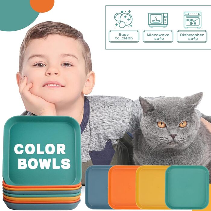 Набір мисок для котів GMMG, 6 шт. з кераміки, плоскі, квадратні