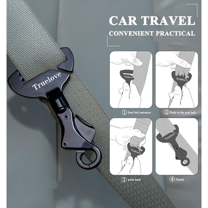 Безпечний поводок для собак з пряжкою, сумісний з усіма авторемнями, для нашийника/шлейки, TLM1993 фіолетовий (TLM1993--чорний)