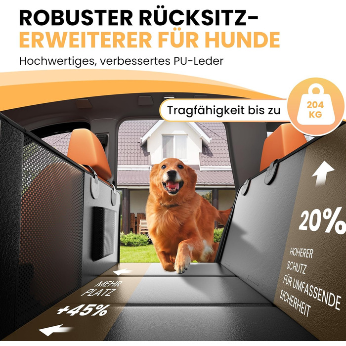 Захист для заднього сидіння автомобіля HiPetpy: водовідштовхувальна підстилка для собак з PU-шкіри, міцна (204 кг), антиковзаюча, для SUV, універсал, чорна