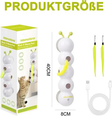 Інтерактивна іграшка для котів Lixstyea - електричний черв'як на присосці, іграшка для самостійних розваг, аксесуари для котів