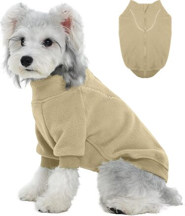 Теплий пуловер Lelepet для собак на осінь/зиму з капюшоном, флісовий світшот для тварин, одяг для цуценят, костюм для великих собак, теплий халат для домашніх тварин, зелений (X-Small, світло-коричневий)