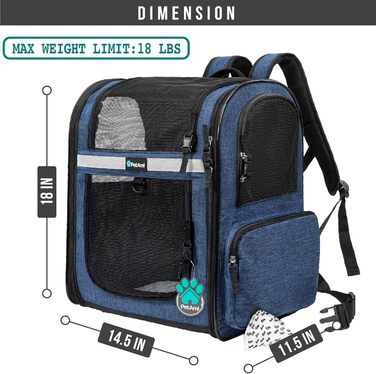 PetAmi Рюкзак для котів та собак, Medium, Marineblau (Морський блакитний)