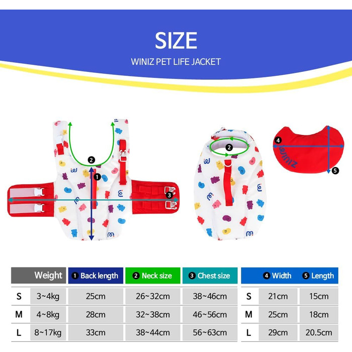 Жилет для плавання собак WINIZ – рятувальний жилет для тварин з регульованою посадкою, високою плавучістю та зручним ручним захопленням – ідеальний для водних розваг (жовтий, S)