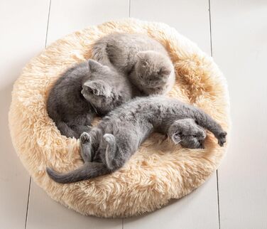 Ліжко для собак та котів Dehner Cookie, діаметр 58 см, висота 17 см, поліестер/плюш, бежеве
