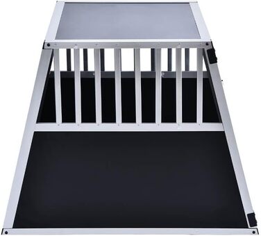 Транспортна переноска для собак Home Deluxe SKITO - M (69x54x50 см) - Алюміній + MDF, Срібно-чорний колір