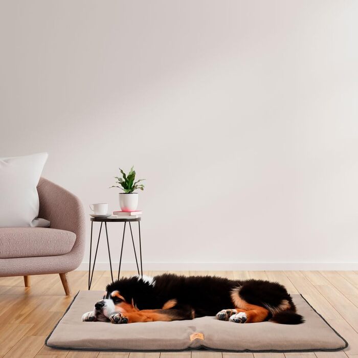 Килимок для собак Ferplast Hundekissen - зручне ліжко для великих собак. Зносостійкий, водонепроникний, з мікрофлісу. Розмір: 108 x 79 x 3,5 см. Чорний колір.