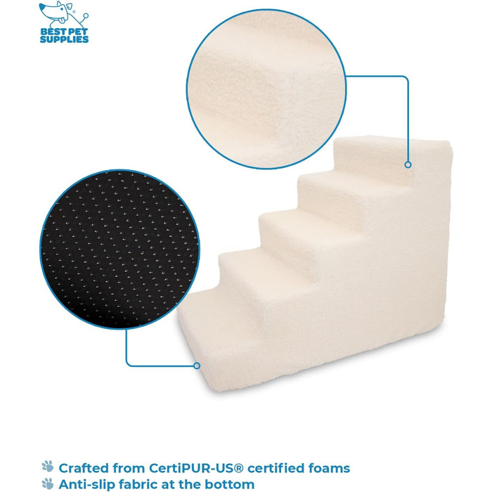 Сходинка для собак та котів Best Pet Supplies - 4 сходинки з пінопласту, неслизькі, для дому, коричневий принт сітки, 45,7 см