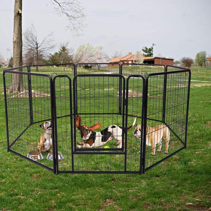 Клітка для собак HENGMEI, 80 см, розкладний вольєр для собак, котів, кроликів, для дому та на вулицю, 8 частин