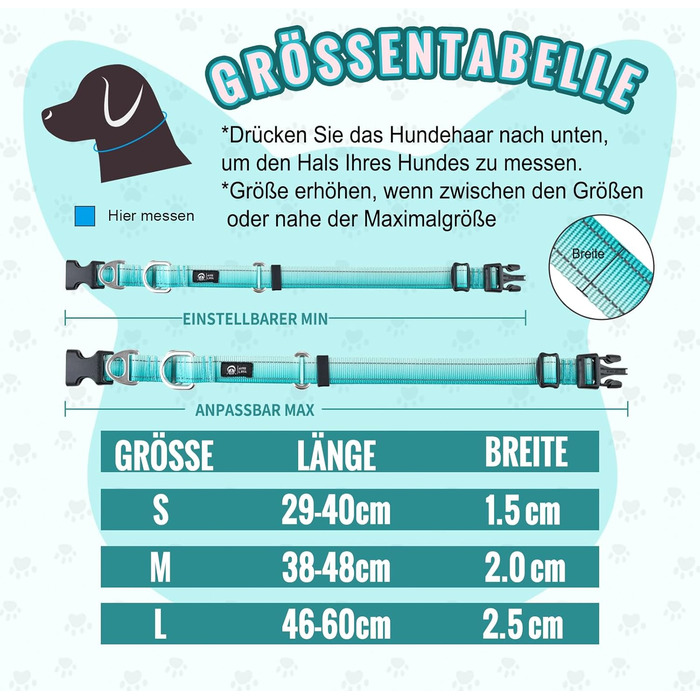 Відбиваюче нашийник для собак Martinage, нашийник-стоп для собак великих, середніх та малих порід, нашийник-стоп для Whippet, Greyhound, Saluki (Турквіс, S)