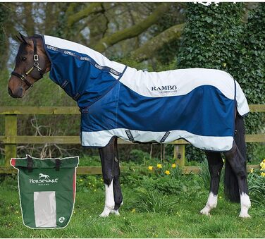 Літня водонепроникна попона для коня Horseware Rambo Summer Series, демісезонна, синьо-сіра, без утеплювача (0 г)