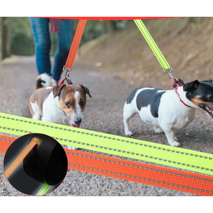 Подвійний автоматичний рулетки-повідець для собак 3м з ліхтариком, міцний ретрактор до 10 кг