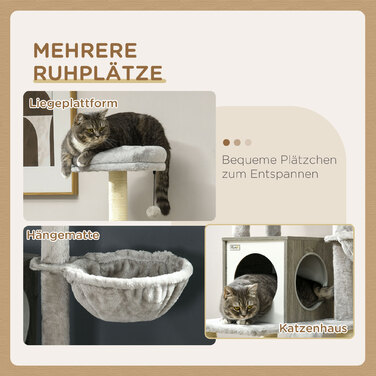 PawHut Cat Tree 1415см Cat Tree with Cat Cave Play Ball Підвісне ліжко 2 платформи Сизаль для любителів кішок