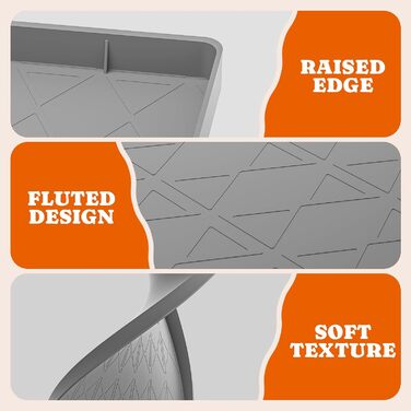 Килимок для котячого туалету з силікону, 86.4 x 55.9 см, вологостійкий, неслизький, сірий