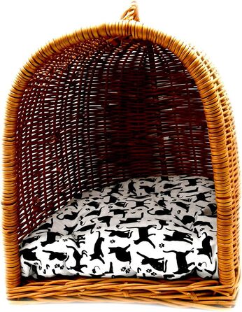 Транспортна переноска для кота MyBer® з плетіння лози, переноска для кота, котяча печера, переноска для дрібних тварин, K5-080-SK-SWKB