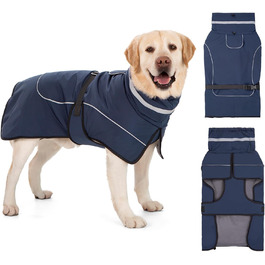 Водонепроникний зимовий одяг для собак: теплий пуховик, куртка, флісовий светр, одяг для собак з коміром з хутром, світловідбиваючий, для малих, середніх та великих собак, водонепроникний, колір морської хвилі (M)