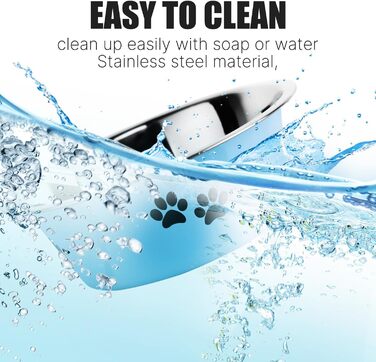 Набори мисок для собак SUOXU з нержавіючої сталі (1560 мл, 2 шт.), миски для води для собак та котів з неслизьким дном, для великих, середніх та малих порід - блакитні