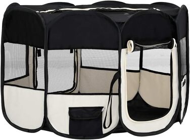 Вольєр для цуценят VidaXL, розкладний, 125x125x61 см, чорний