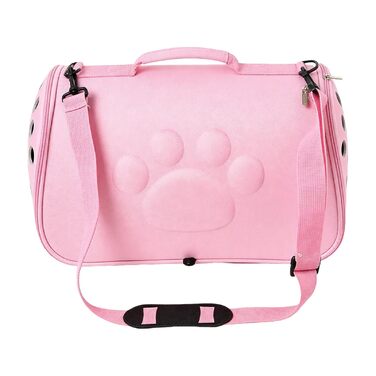 М'яка переноска для тварин - переноска для собак та котів з регульованим плечовим ременем для подорожей, прогулянок, активного відпочинку, авіаперельотів, ветеринарних візитів та міста. Рожева, розмір M