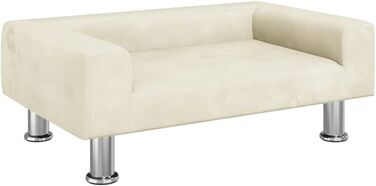 Ліжко для собак і котів vidaXL, кремовий оксамит, м'яке, 70x45x26,5 см