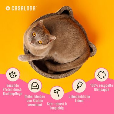 Котячий будиночок-лежанка для сну, ігор і дряпання, міцний картонний когтеточка у формі котячої голови, 3-в-1 іграшка та меблі для котів