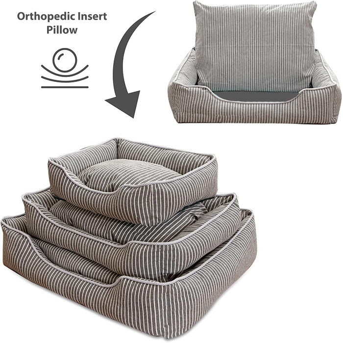 Ортопедичне ліжко для собак Petcute Hautierbett, м'яке, знімний чохол, для маленьких собак, сіре (M)