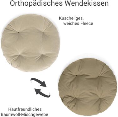 Кругле ліжко для собак Doctor Bark - м'яке собаче гніздочко для середніх собак з ортопедичною подушкою та іграшкою-кісткою. Можна прати до 95°C. Зроблено в Німеччині (L - 60x50 см, золотисто-коричневий)