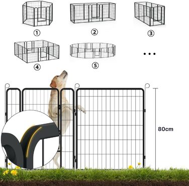 Вольєр для цуценят LZQ: розбірний вольєр для собак, 8 панелей 80x65 см, для дому та саду