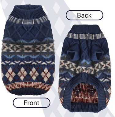 Теплий зимовий светр для собак маленьких порід з отвором для шлейки, блакитний (S)