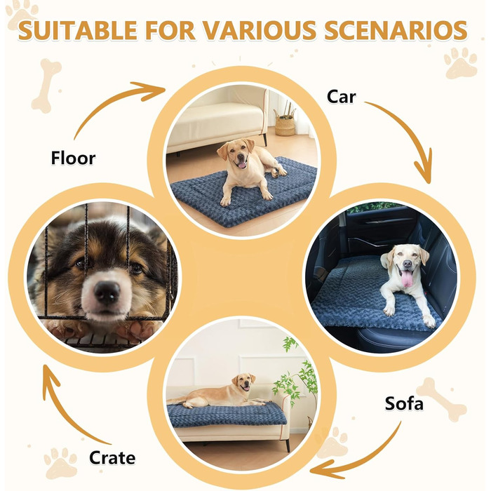 М'який лежак для собак, великих порід, з антиковзаючою основою, 129x73 см, сірий