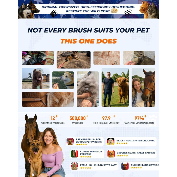 Гребінець для собак та котів з подвійним гребенем, для видалення ковтунів, з ручкою з дерева Сапелі. Підходить для німецьких вівчарок та тварин з середньою та довгою шерстю