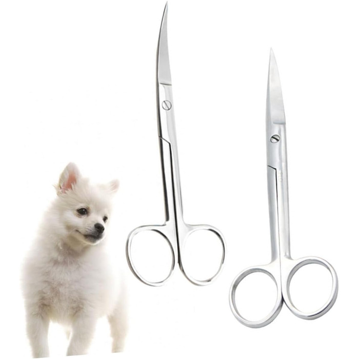 Професійні ножиці для грумінгу тварин VICASKY (2 шт.) з нержавіючої сталі, прямі та вигнуті кінчики, для салонів та дому