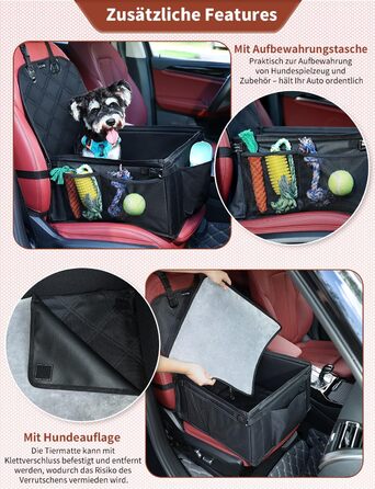 Автокрісло для собак KYG - Стабільне, водонепроникне, неслизьке та стійке до подряпин - для собак малого та середнього розміру - на переднє та заднє сидіння (Чорний) 6696