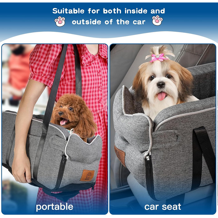 Автокрісло для собак до 5.4 кг | Універсальна консоль в авто | Знімне, миється | Безпечне автокрісло для тварин Pure Grey One Size