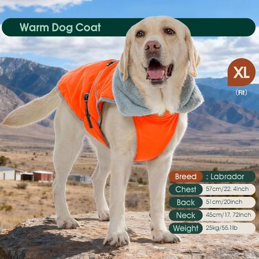 Куртка для собак Kuoser, зимова, водонепроникна, флісова, для середніх собак, помаранчевого кольору (S)