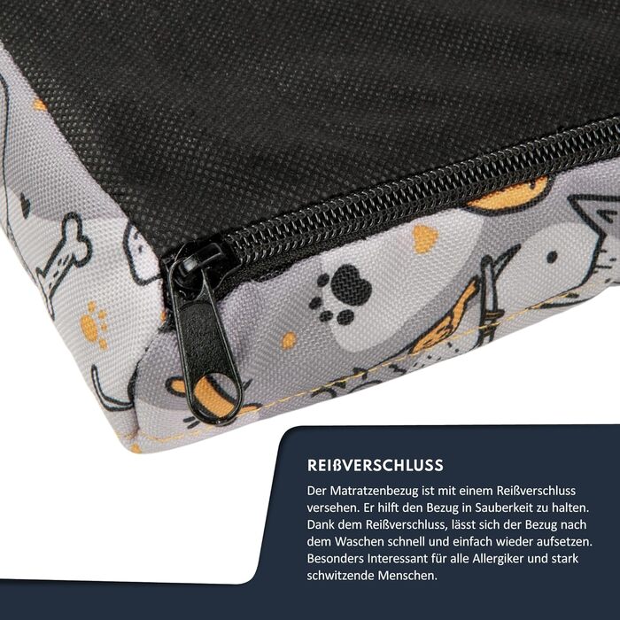 Килимок для собак FDM Puddy, 70x60 см, водонепроникний, з ефектом пам'яті, для маленьких собак, знімний чохол, миючий, сірий з жовтим