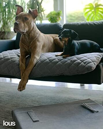 Велике собаче ліжко XXL 120см сірого кольору з знімним топером, стабільне та зручне. Собачий килимок для подорожей, можна прати при 90°C, для великих та середніх собак (XXL 120x80x12см, Антрацитовий сірий)