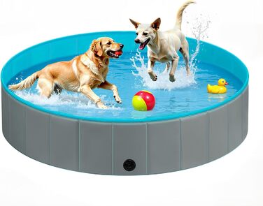 Басейн для собак EUGAD, складаний, 120x30 см, сірий. Плавальне озеро для собак, антиковзне PVC.