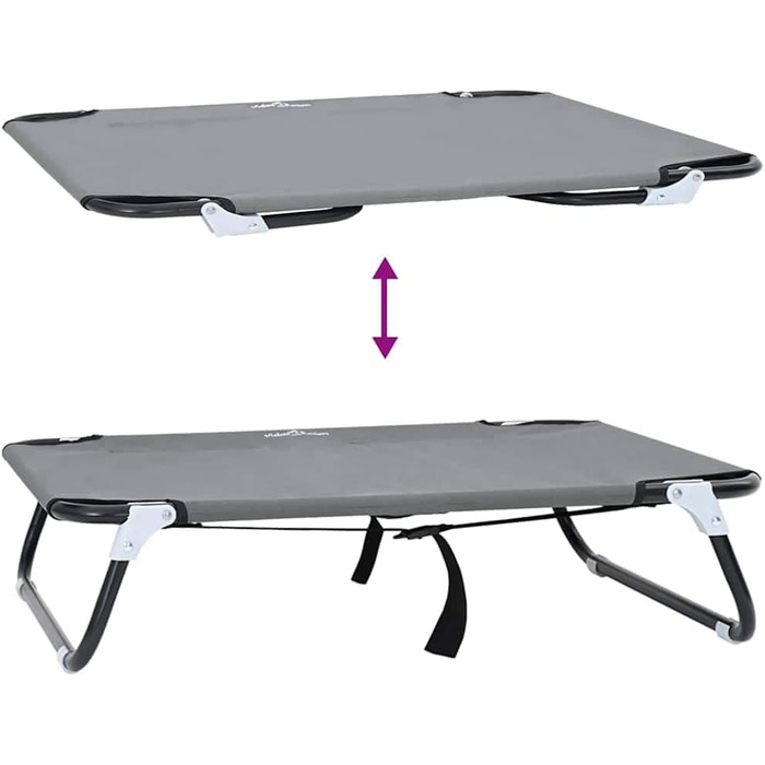 Складане ліжко для собак середніх порід від vidaXL – метал та тканина | Зручне підняте ліжко для дому та вулиці, довговічні меблі для тварин, сучасний дизайн (70 x 46 x 18 см, світло-сірий)