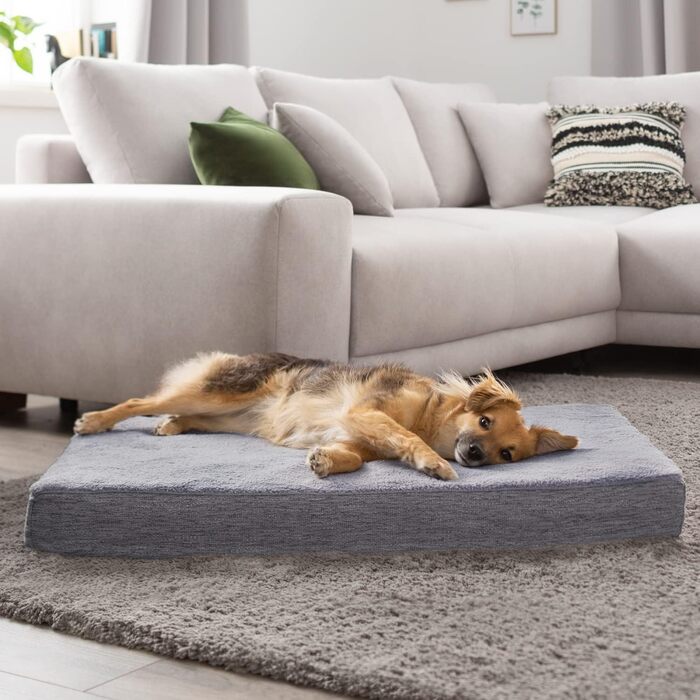 Ортопедичне собаче ліжко з знімним та пральним чохлом, світло-сірий колір, розміри XS