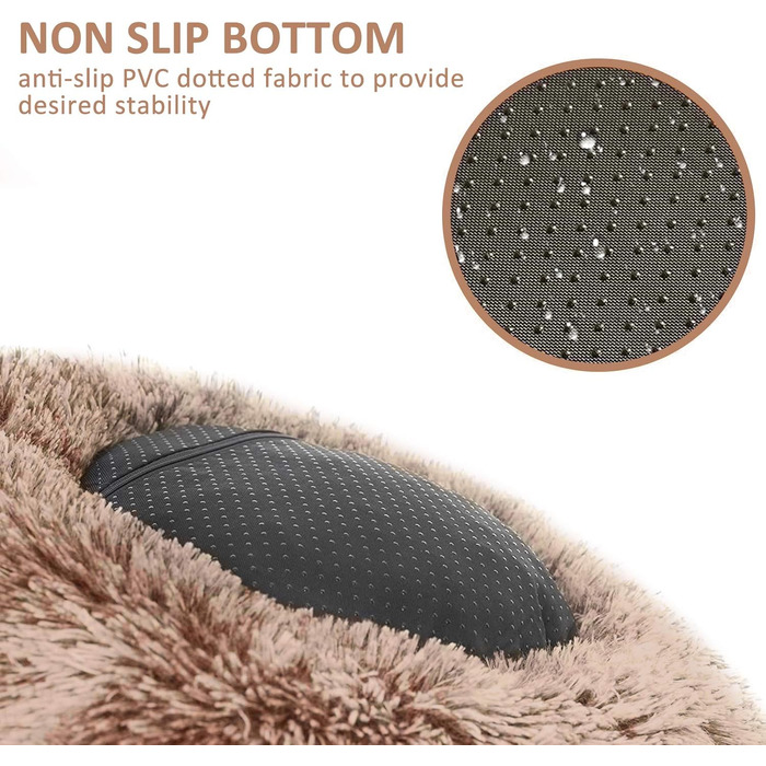 Кругла м'яка лежанка для тварин 60 см - ідеальна для собак та котів. Лежанка-бублик, хакі.