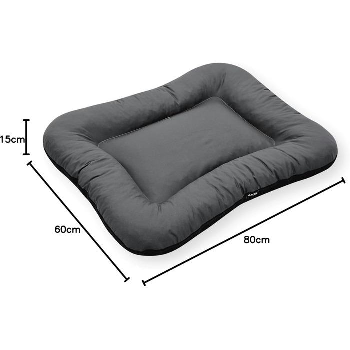 Клео - лежанка для собак середніх порід, 80x60 см, графітовий колір, знімний чохол, водонепроникна, з блискавкою
