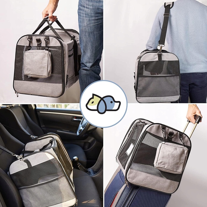 Транспортувальна сумка-переноска для собак та котів до 7 кг, сіра