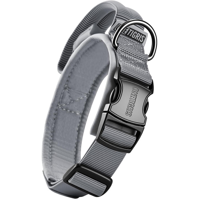 Нашийник для собак OneTigri з металевою застібкою (S, сірий)