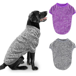 Пуловери для собак Rypet 2 шт. великого розміру, теплі зимові пуловери для собак, м'які, теплі, для середніх та великих собак, 9XL (Обхват грудей: 89.9 см, Довжина спини: 74.9 см), фіолетовий та сірий