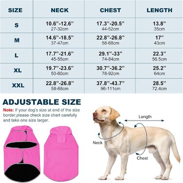Водонепроникний теплий дощовик для собак - регульована жилетка, світловідбиваюча куртка для маленьких, середніх та великих собак (зелений, рожевий, X-Large, L)