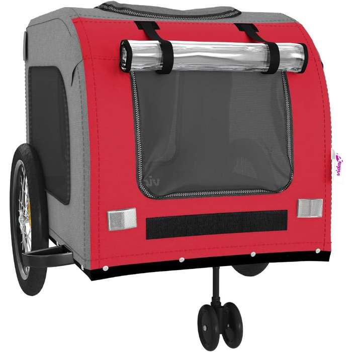 Фарм-причіп для собак Gecheer, чорний, Oxford-тканина, 68x134x73 см, червоний