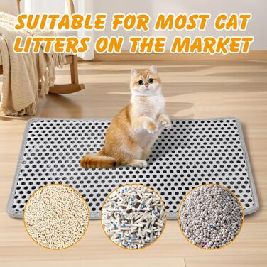 Килимок для котячого туалету Ondware, 117.8 x 66 см, двошаровий, водонепроникний (сірий)