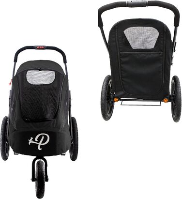 Petique Breeze - візок для собак великих порід, чорний, з повітряними колесами, трансформується у велопричіп, 1 шт.